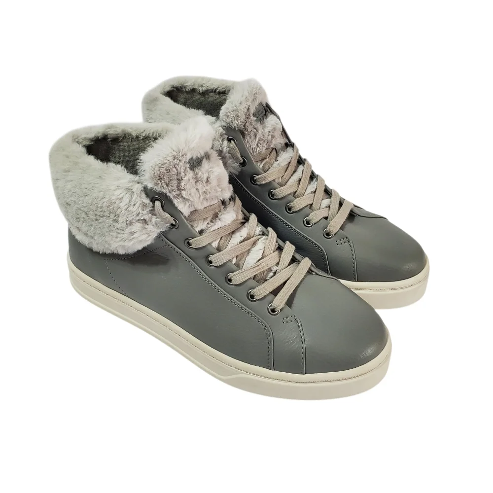 Koolaburra By UGG Women's Gray Sundell Fuzz Faux Fur High-Top Sneakers Size 9